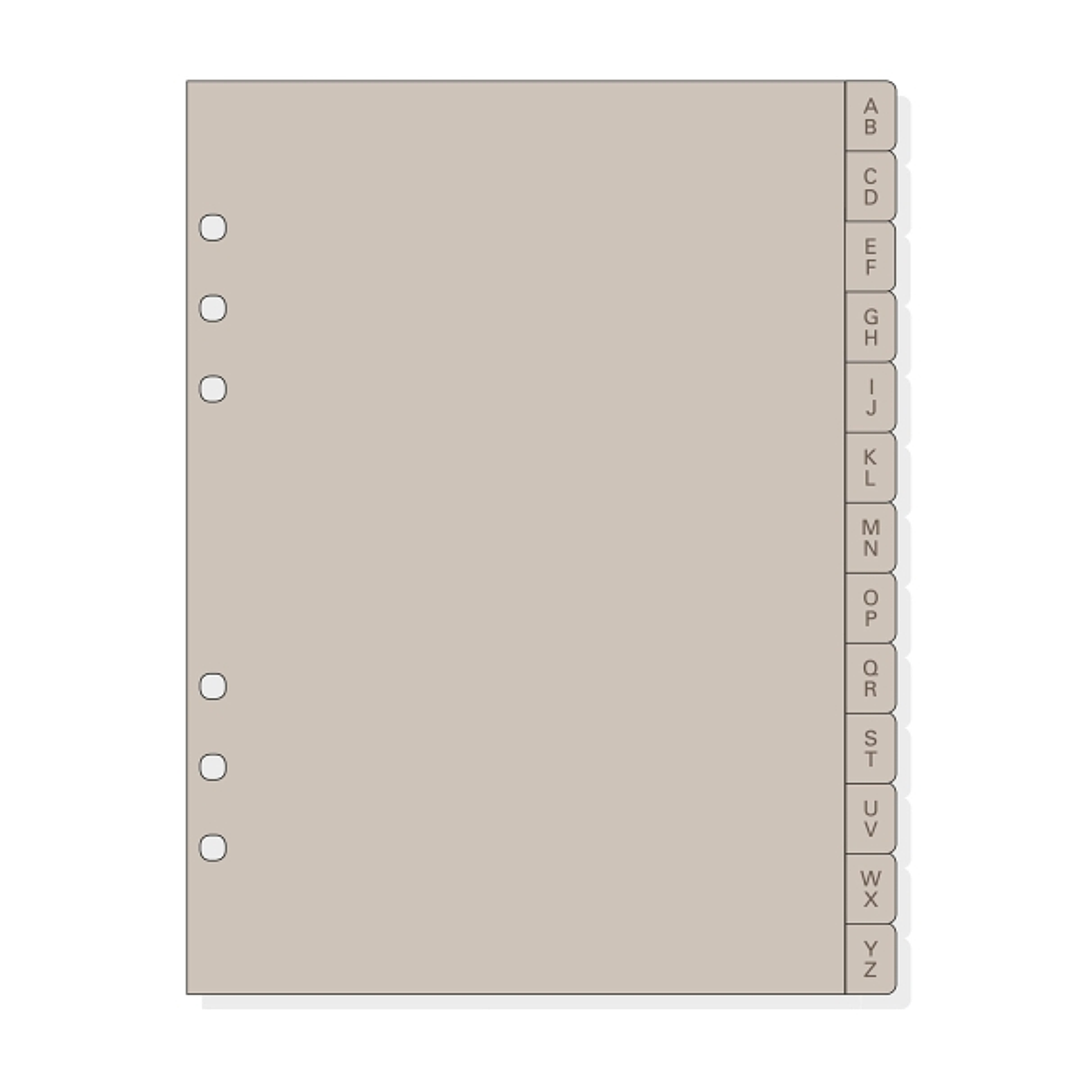 Finocam R1064 Indice Alfabetico para Agendas Open - 13 Solapas - Formato 1000 - 166x2x215mm - PVC - Color Beige Grisaceo 1