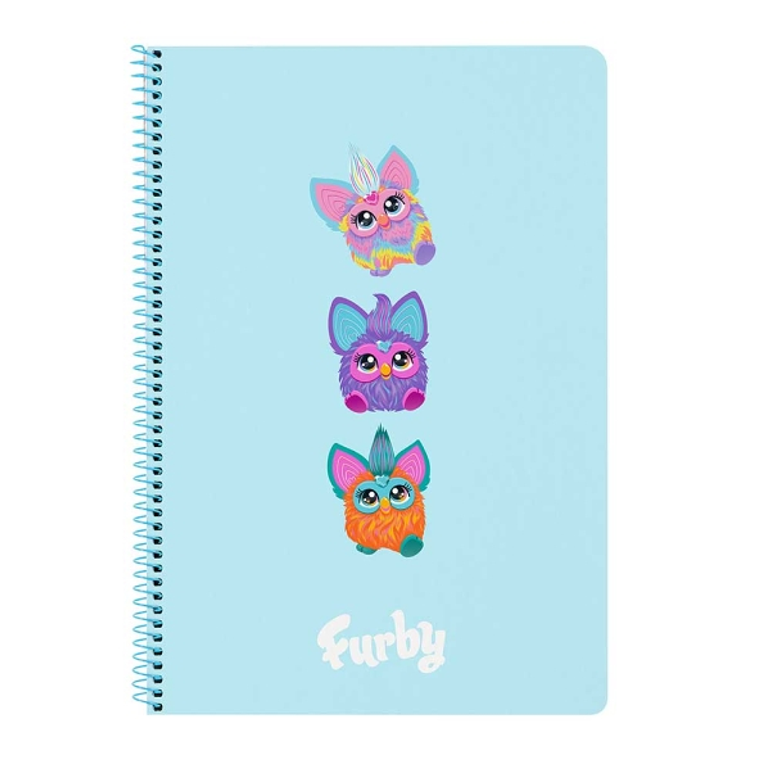Safta Furby Cuaderno Espiral - Formato Folio - 80 Hojas Cuadriculas de 80g/m2 - Tapas Duras Glasofonadas - Espiral de 62 Agujeros - 215x10x310mm - Col 1