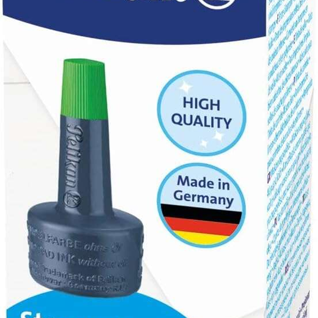 Pelikan Bote de Tinta para Tampones 28ml - Sin Aceite - Secado Rapido - Resistente al Agua - Color Verde Intenso 1