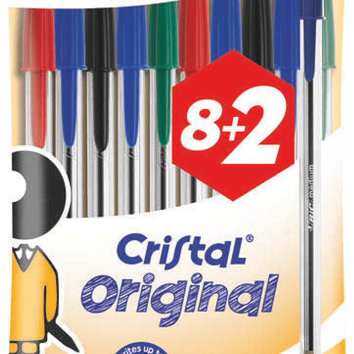 Bic Cristal Original Pack de 10 Boligrafos de Bola - Punta Redonda de 1.0mm - Trazo 0.4mm - Tinta con Base de Aceite - Colores Surtidos 1
