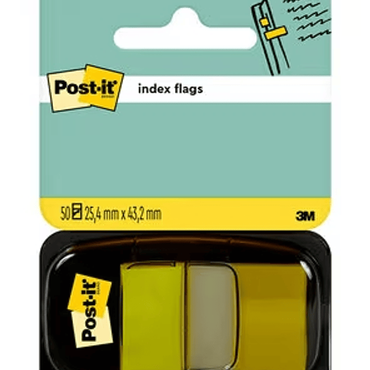 Post-it Index Dispensador con 50 Marcadores Reposicionables 25.4 x 43.2mm - Adherencia Firme - Para Marcar, Señalar o Destacar Informacion - 710010267 1