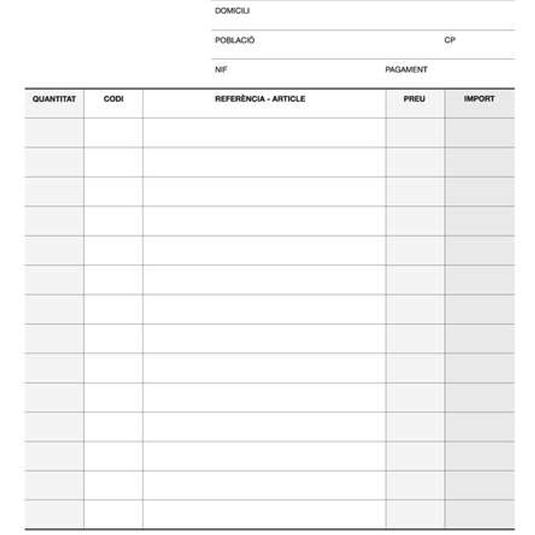 Apli Talonario Factura 1/4 Duplicado Natural Catalan - Numeracion Secuencial - Papel Autocopiativo - 63 Copias - Colores Original Blanco, Copia Amaril 1