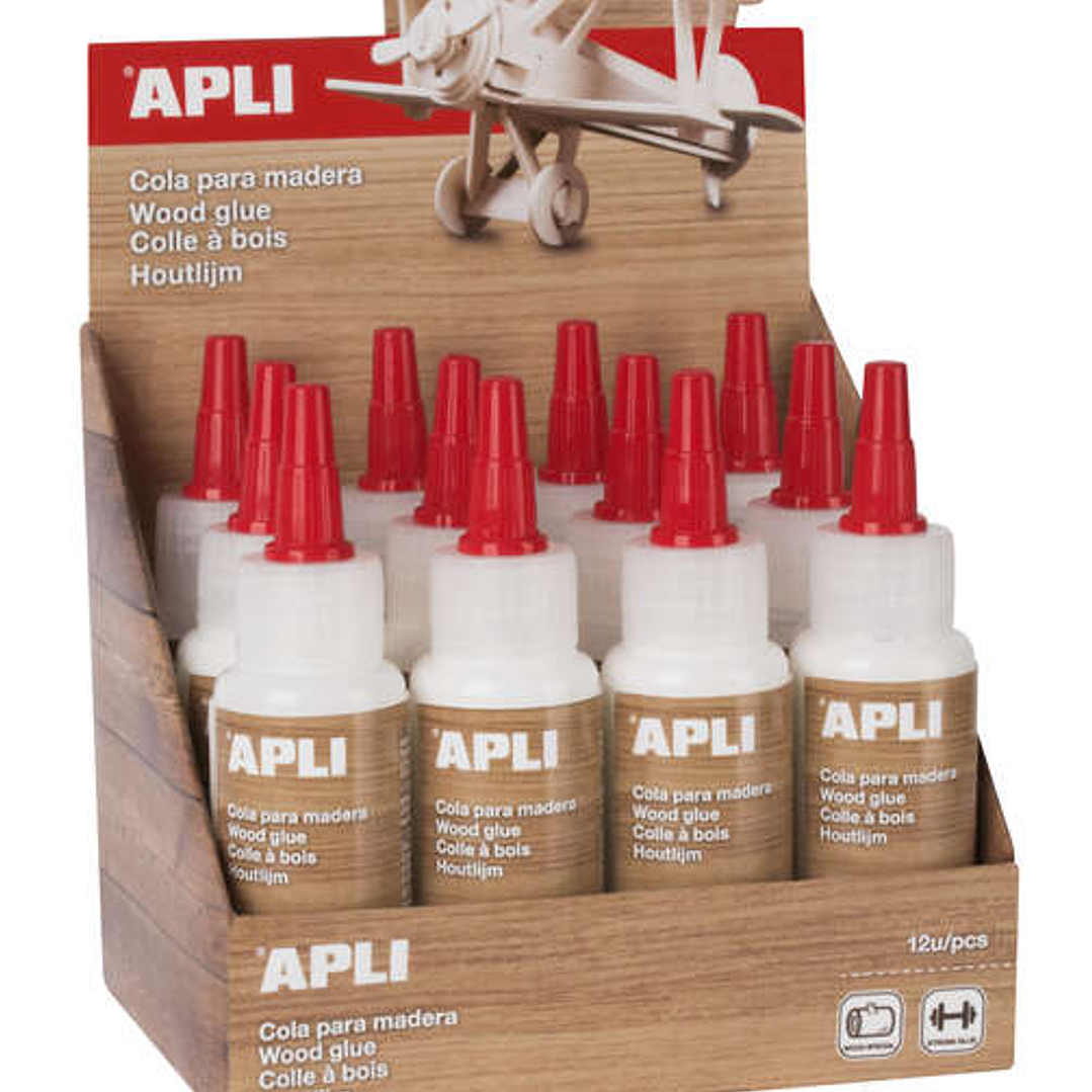 Apli Bote de Cola para Madera 80ml - Aplicador de Precision Incluido - Gran Poder de Adhesion - Transparente al Secar - Sin Disolventes 1