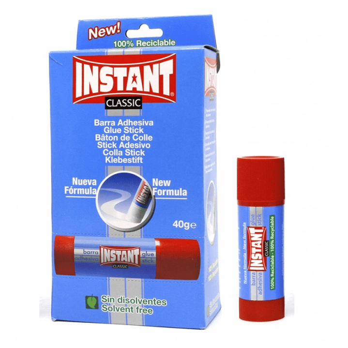 Instant Classic Barra de Pegamento 40grs - Apto para Uso Infantil y/o Domestico - Lavable - Sin Disolventes 1