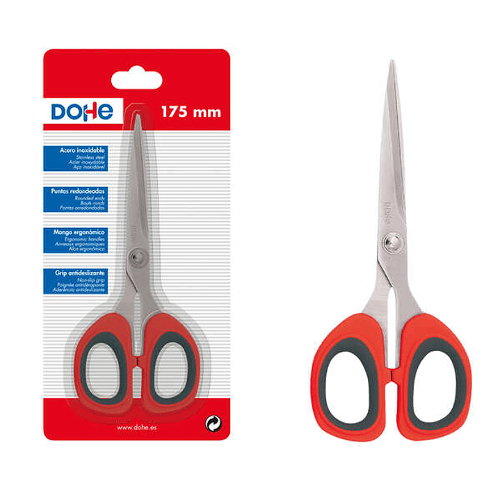 Dohe Tijeras de Acero Inoxidable - Puntas Redondeadas - Mango Ergonomico de Plastico y Caucho - Blister Individual 1