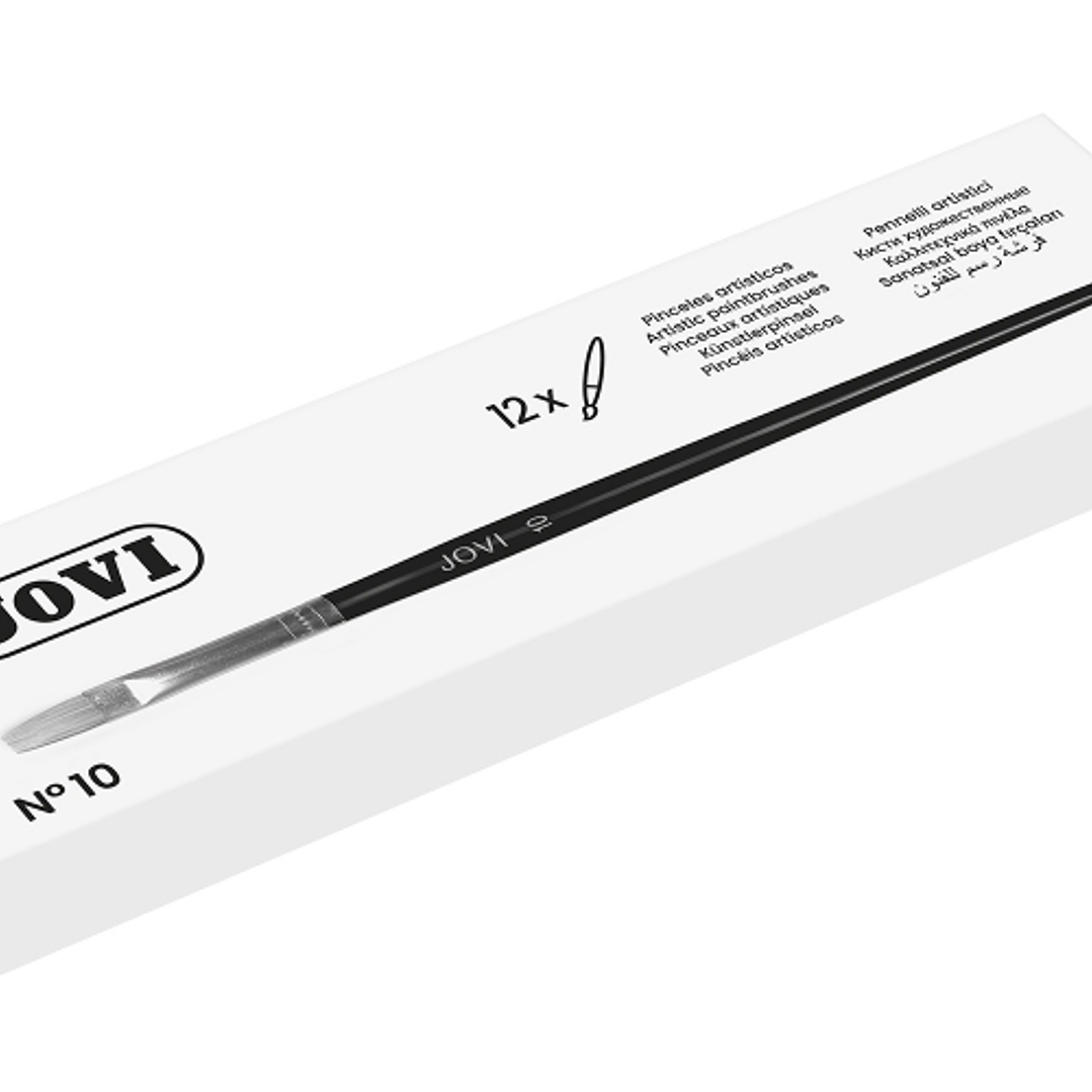 Jovi Pinceles Artisticos Planos Pelo de Cerda Nº 10 - Pelo Natural - Mango de Madera - Punta Plana - Pelo Duro - Color Varios 1