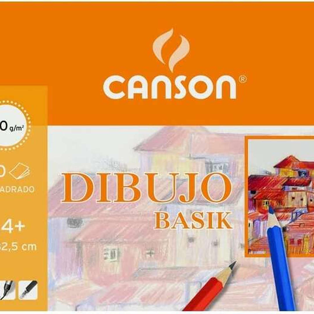 Canson Basik Cuaderno de Dibujo A4+ con Recuadro - 20 Hojas Microperforadas 130g/m² - Color Blanco 1