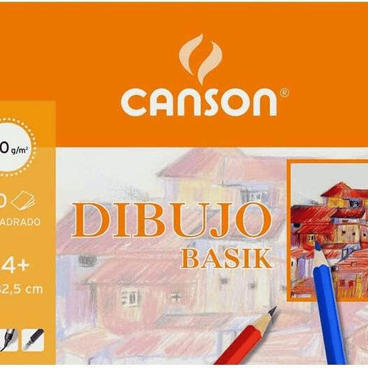 Canson Basik Cuaderno de Dibujo A4+ con Recuadro - 20 Hojas Microperforadas 130g/m² - Color Blanco 1