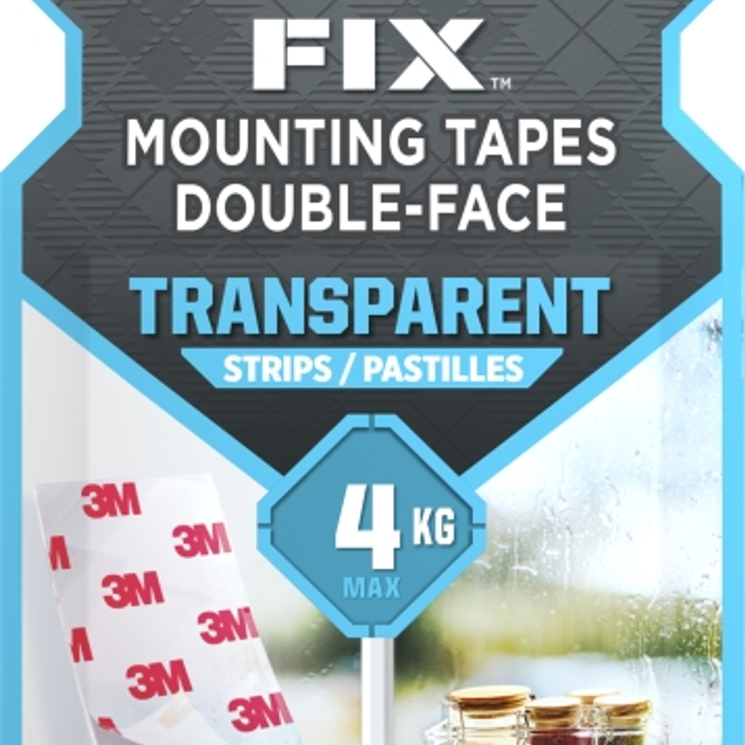 Scotch-Fix Pack de 8 Tiras de Montaje de Doble Cara Transparentes - 25x76mm - Color Transparente 1