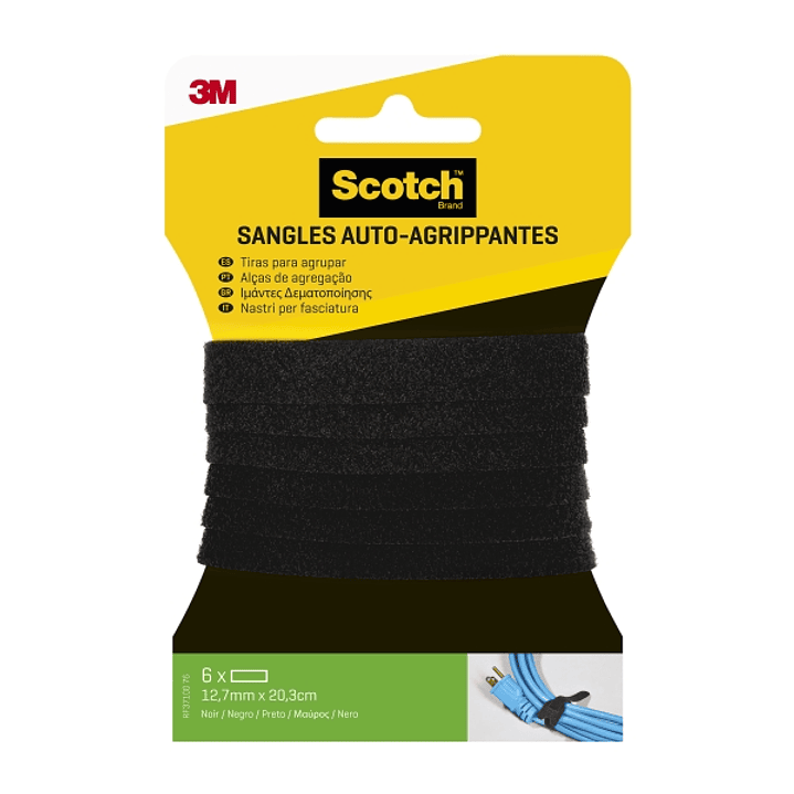 Scotch Pack de 6 Tiras Organizadoras de Cable - 12.7mm x 20.3cm - Color Negro 1