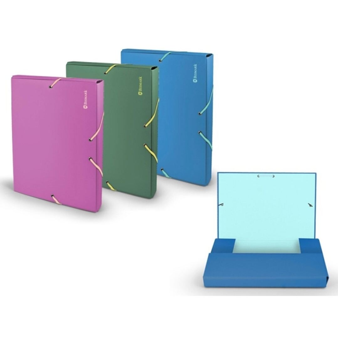 Bismark Carpeta para Proyectos A4 - Medidas 240x320x30mm - Fabricada en Polipropileno - Cierre con Gomas - Colores Surtidos 1