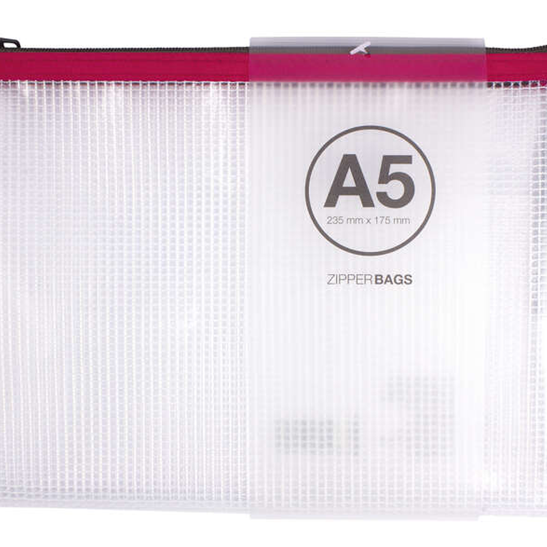Apli Sobres Porta-Todo de Goma Eva Transparente - Tamaño A5 (235x175mm) - Suaves, Resistentes y Duraderos - Cierre de Cremallera - Colores Surtidos 1
