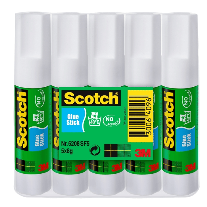 Scotch Pack de 5 Pegamentos en Barra Adhesivo Solido - 8gr por Unidad - Color Transparente 1