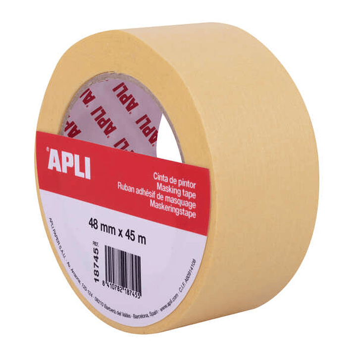Apli Cinta Pintor 48mm x 45m - Papel de 57 g/m² - Facil de Cortar y Aplicar - Resistente a la Humedad - Ideal para Pintura y Decoracion 1