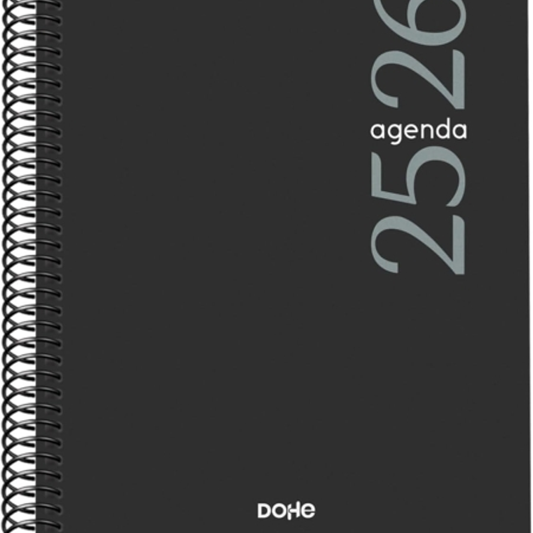Dohe Esencial Agenda Escolar 25/26 Espiral A5 - Dia Pagina - Papel 70g/m2 - Cubierta en Polipropileno - Color Negro 1