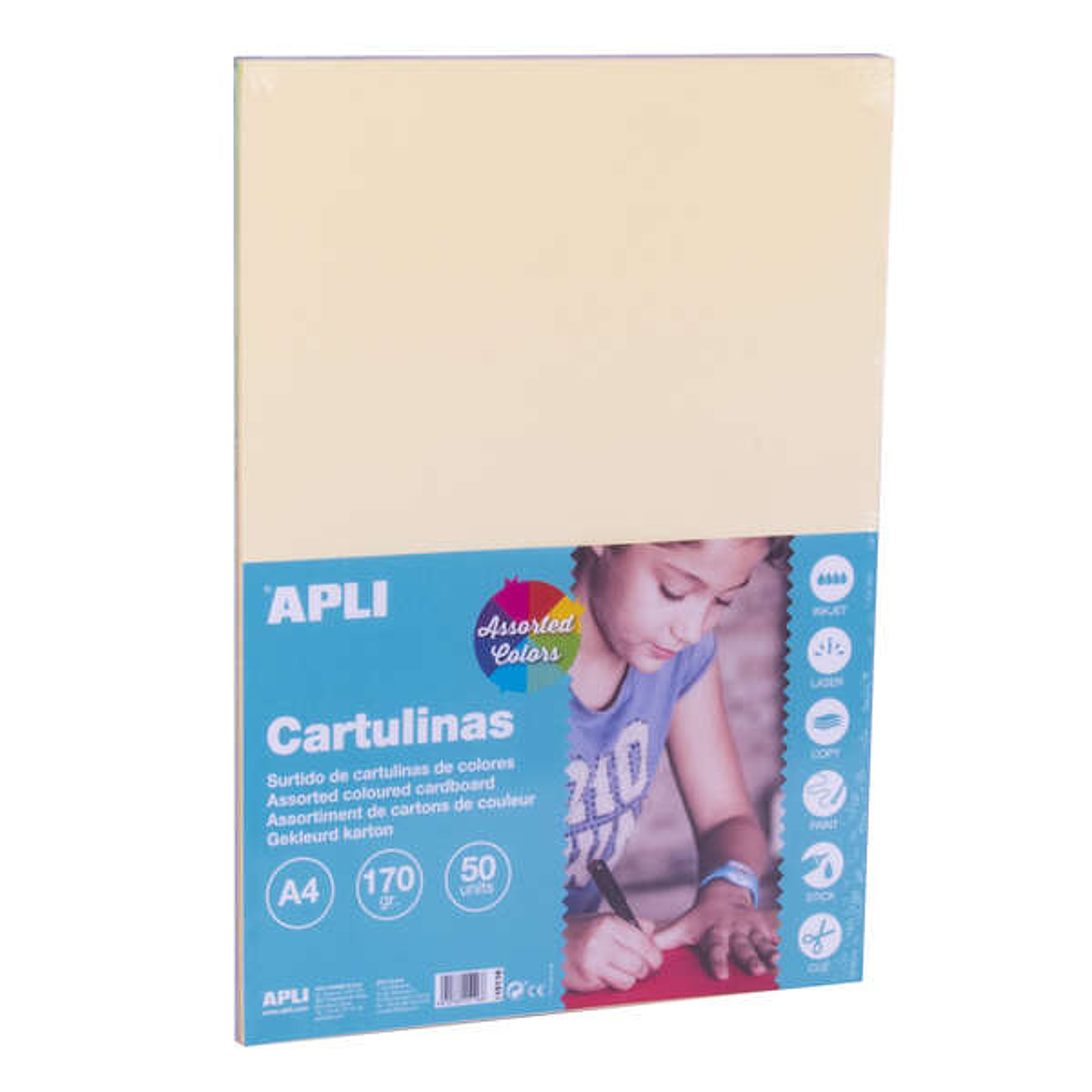 Apli Cartulinas Surtido Pastel A4 170g 50 Hojas 1