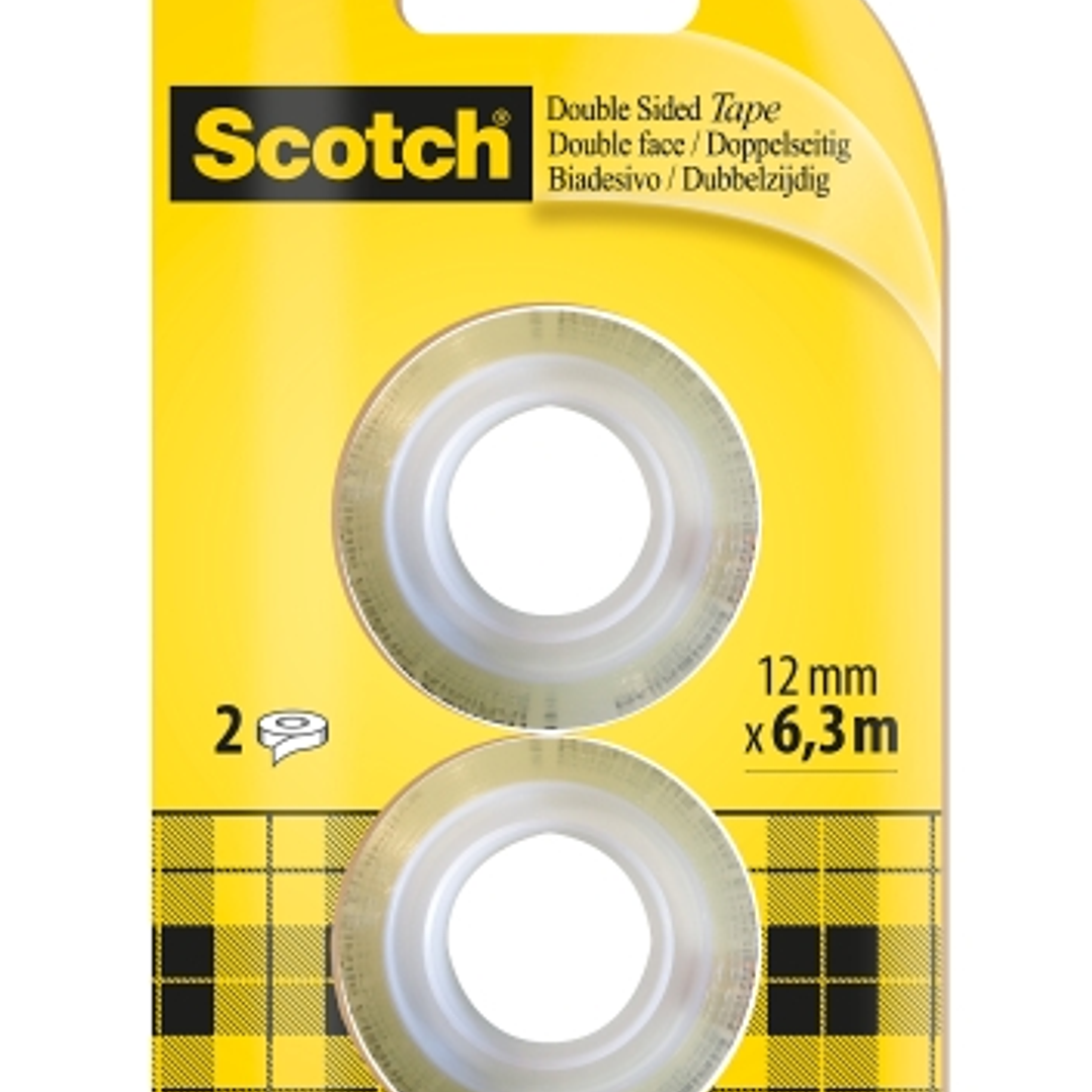 Scotch Pack de 2 Cintas Adhesivas de Doble Cara - Recambio - 12mm x 6.3m - Color Transparente 1