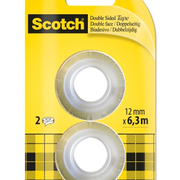 Scotch Pack de 2 Cintas Adhesivas de Doble Cara - Recambio - 12mm x 6.3m - Color Transparente 1