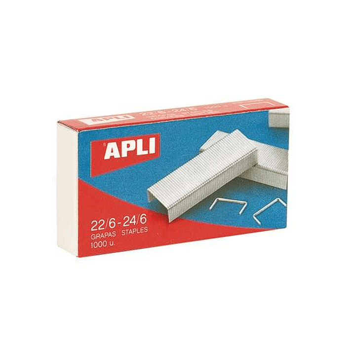 Apli Grapas 22/6 - 24/6 Galvanizadas - Capacidad de Grapado Aprox 20 Hojas - Caja de 1000 Grapas 1