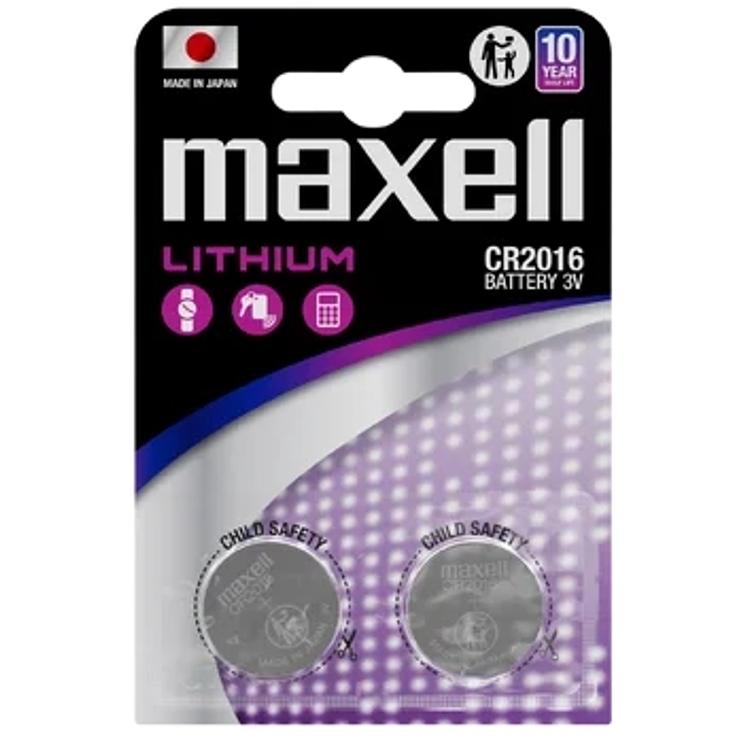 Maxell Pack de 2 Pilas Litio de Boton CR2016 3V 1