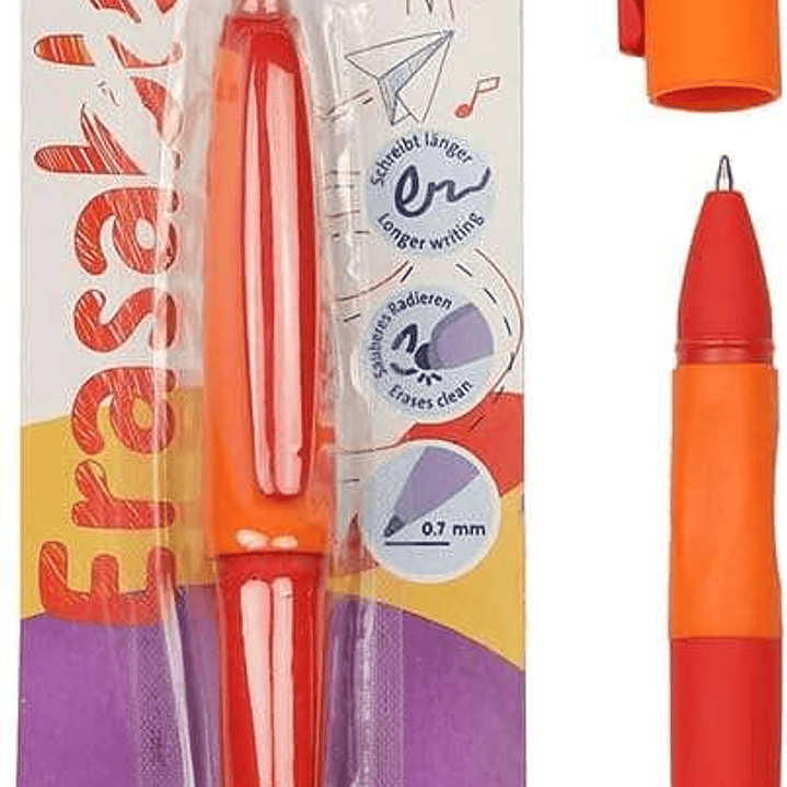 Pelikan Roller Erase 2.0 Boligrafo Trazo 0.7mm - Empuñadura Ergonomica - Larga Duracion de la Tinta - Diseño Fresco y Divertido - Color Rojo 1