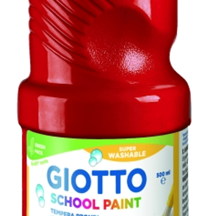 Giotto School Paint Tempera - 500ml - Lista para el Uso - Super Lavable - Botella Bio Pet - Color Rojo Bermellon 1