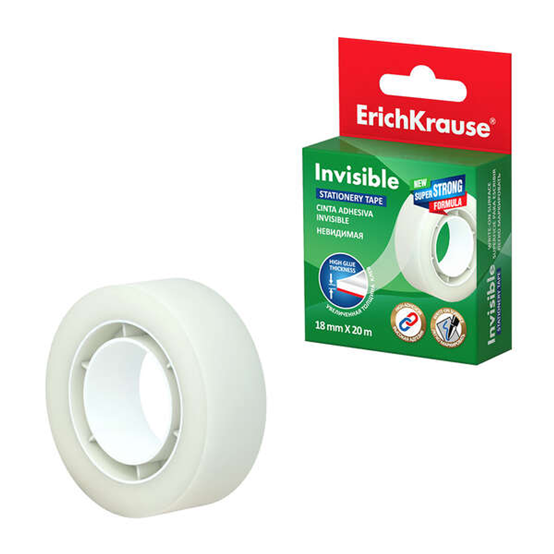 Erichkrause Cinta Adhesiva Invisible - 18mmx20m - Color Transparente 1