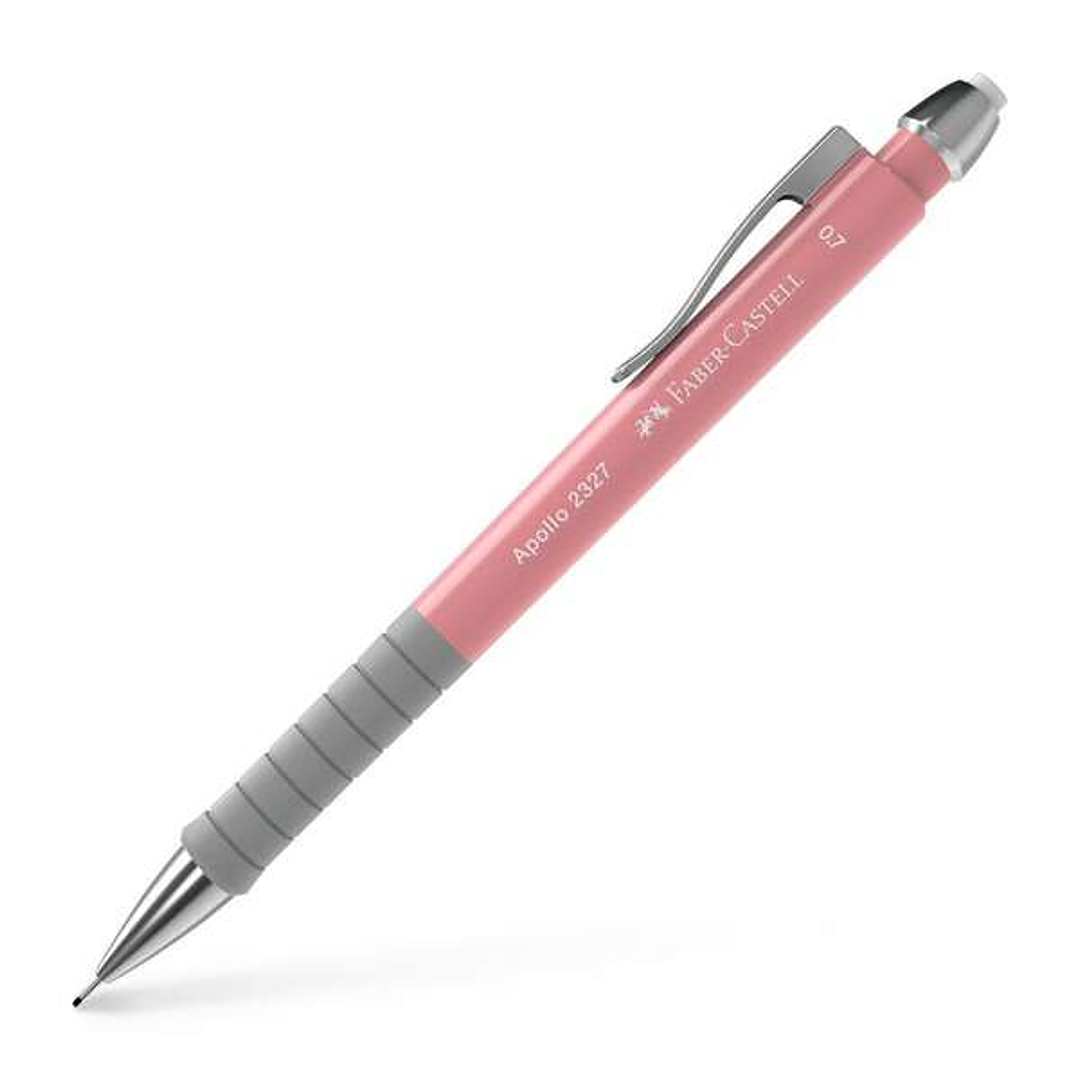 Faber-Castell Apollo Portaminas - Trazo 0.7mm - Agarre Ergonomico - Goma de Borra Integrada - Cuerpo Color Rosa 1