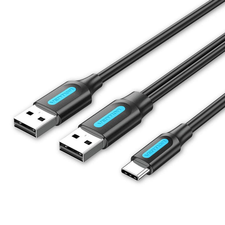 Vention Cable USB-C a 2xUSB-A 2.0 3A - 1m - Color Negro 1