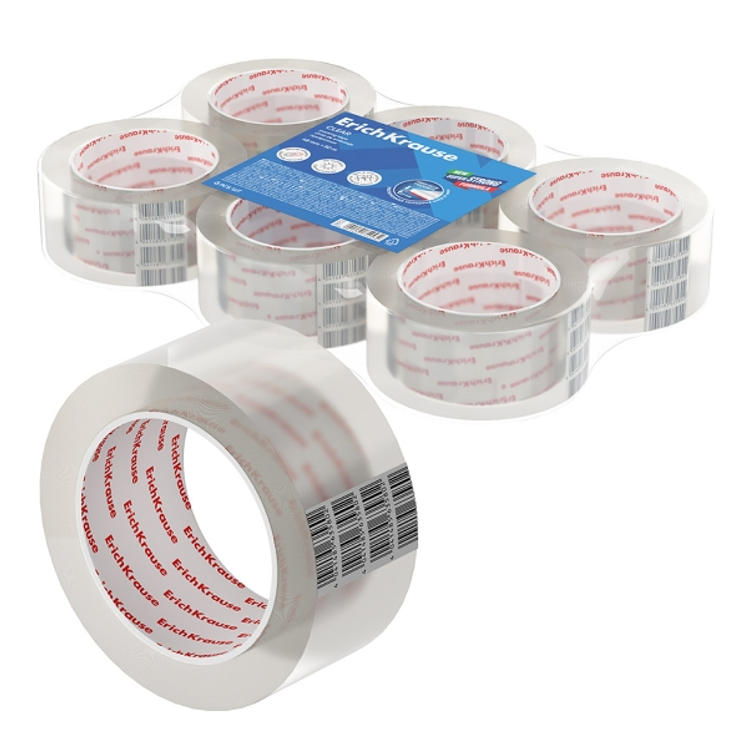 Erichkrause Precinto de Embalaje - Medidas 48mmx50m - Adhesivo de Gran Adherencia - Facil de Cortar - Transparente 1
