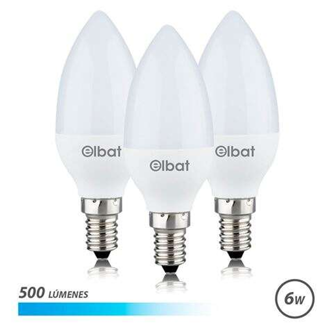 Elbat Bombillas LED C37 Pack de 3 - 6W - 500LM - Base E14 - Luz Fria - Ahorro Energetico - Blanco Frio 1