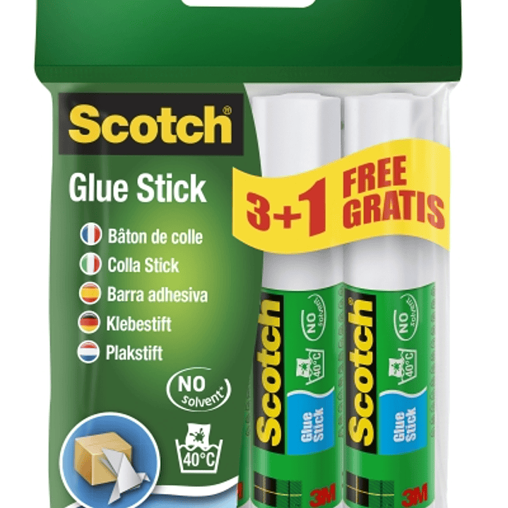 Scotch Pack de 4 Pegamentos en Barra Adhesivo Solido - 8gr por Unidad - Promocion 3 Barras + 1 Gratis - Color Transparente 1