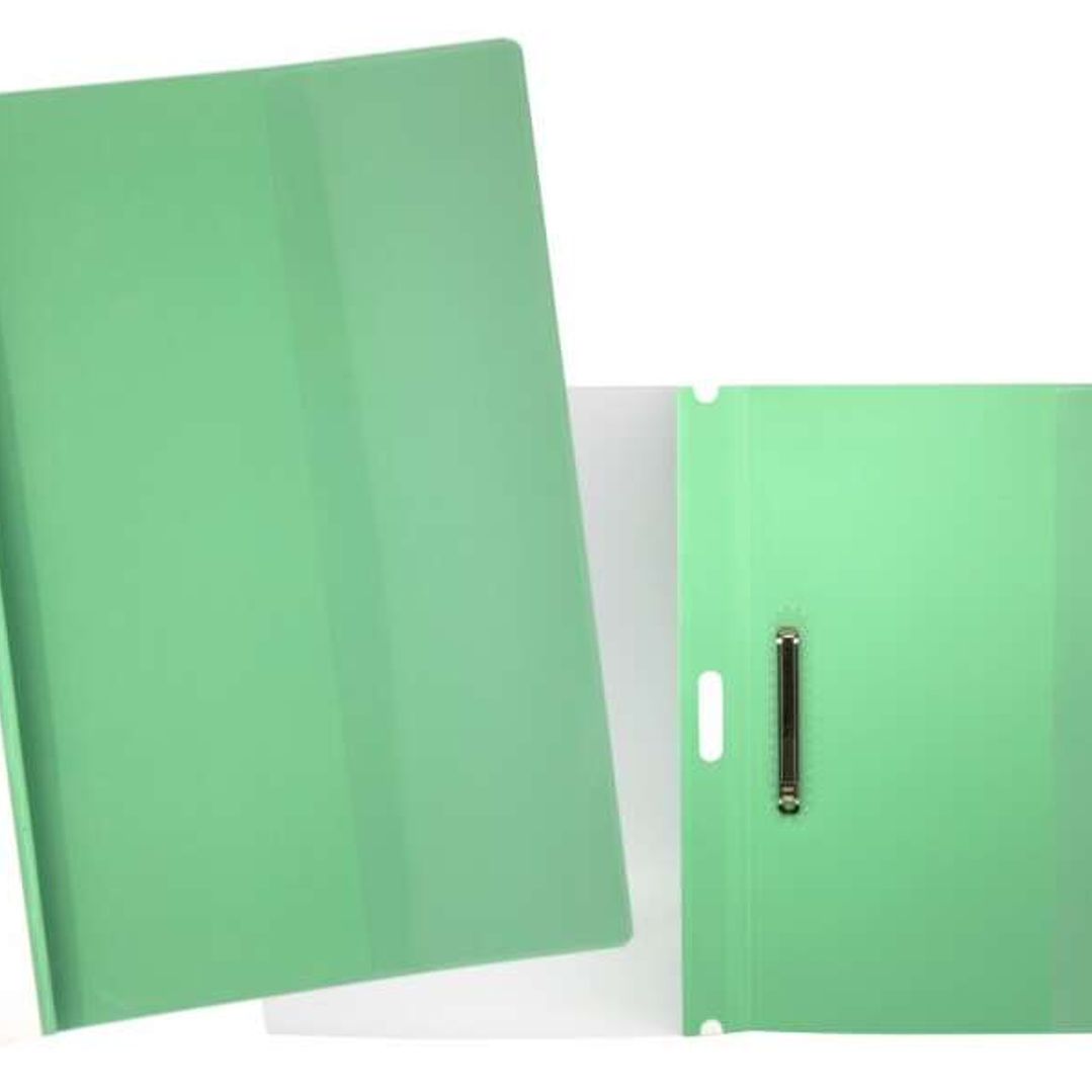 Yes Dossier con Fastener para 30 Hojas A4 - Portada Transparente, Trasera Verde - Fabricado en Polipropileno 1
