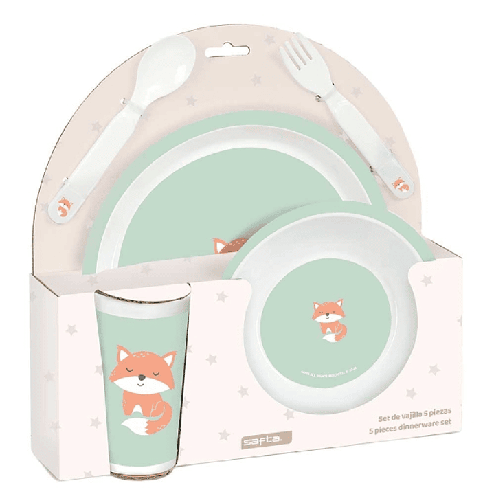 Safta Zorrito Set de Menaje Infantil - PVC sin BPA - 260x90x260mm - Color Menta 1