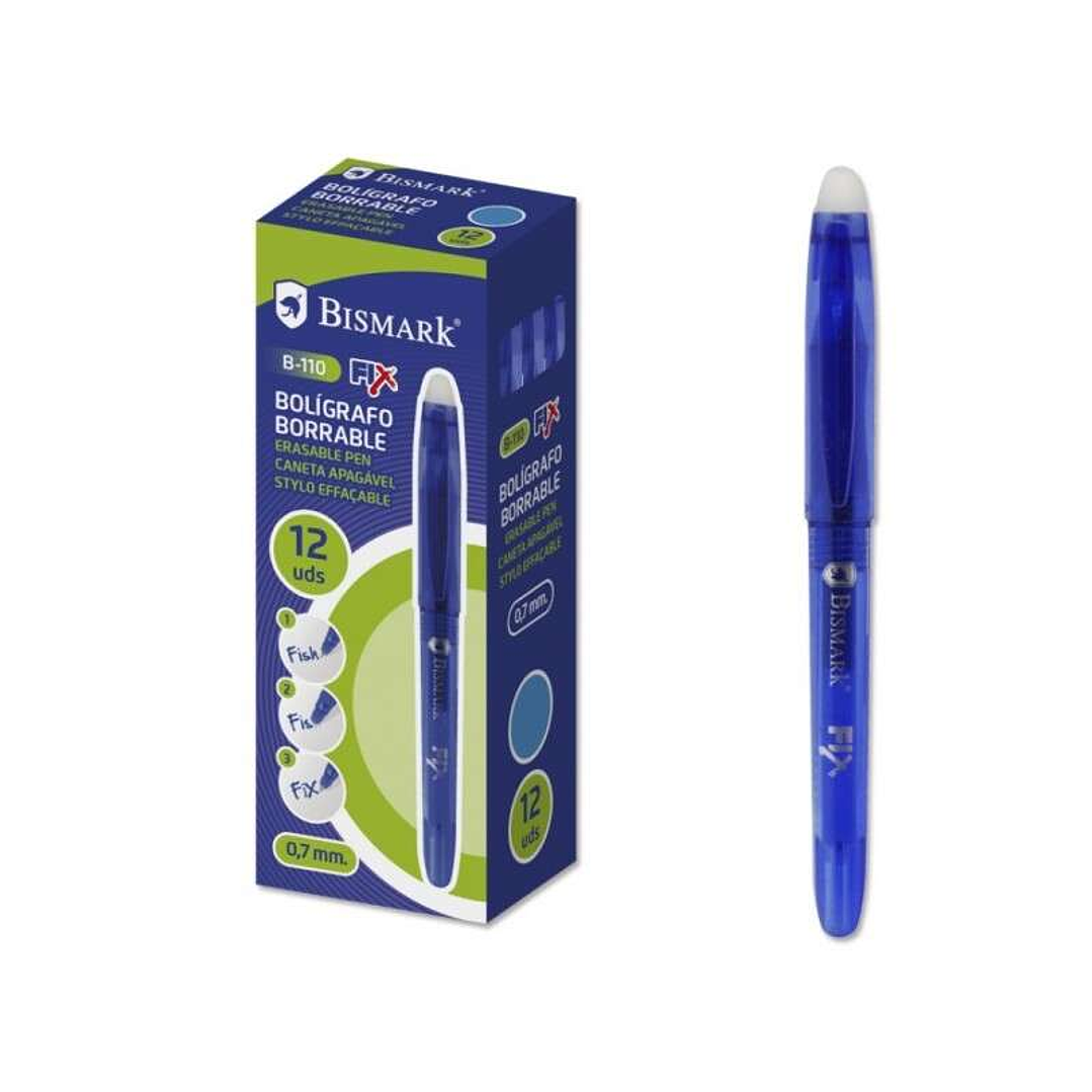 Bismark Fix Boligrafo Borrable - Punta Fina 0.7mm - Con Capuchon - Color Azul 1