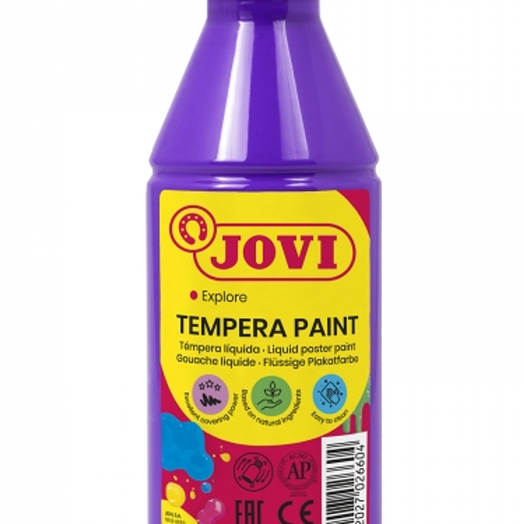 Jovi Tempera Liquida 250ml - Base Agua - Lista para Usar - Secado Rapido - Excelente Fluidez - Adherencia en Multiples Superficies - Color Violeta 1