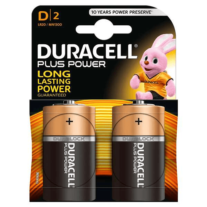 Duracell MN1300B2 Pilas Alcalinas D LR20 1.5V Plus Power (2 unidades) 1