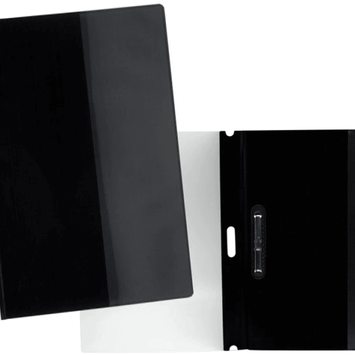 Yes Dossier con Fastener para 30 Hojas A4 - Portada Transparente, Trasera Negro - Fabricado en Polipropileno 1