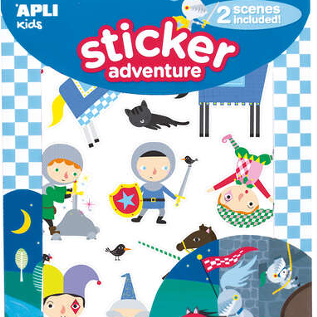 Apli Juego de Pegatinas de Papel Tematica Caballeros - 2 Escenarios 45x20cm - 2 Hojas de Gomets Removibles - Cajita con Asa - Ideal para Viajes - Reco 1