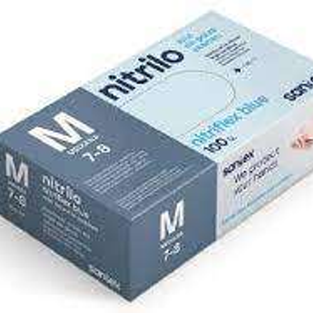Santex Nitriflex Blue Pack de 100 Guantes de Nitrilo para Examen Talla M - 3.5 gramos - Sin Polvo - Libre de Latex - No Esteriles - Color Azul 1