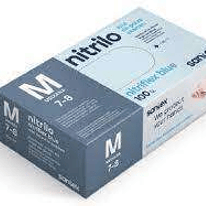 Santex Nitriflex Blue Pack de 100 Guantes de Nitrilo para Examen Talla M - 3.5 gramos - Sin Polvo - Libre de Latex - No Esteriles - Color Azul 1