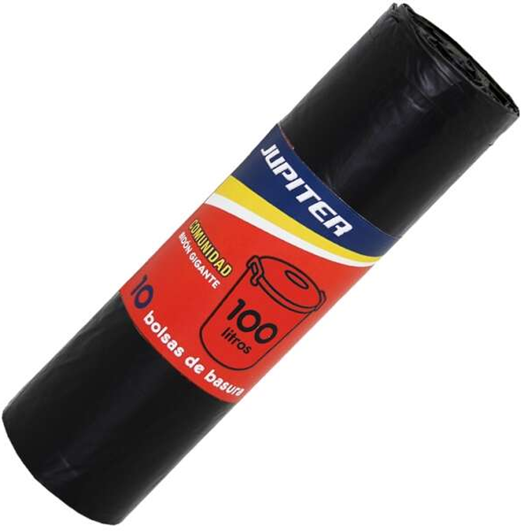 Jupiter Rollo de 10 Bolsas de Basura de 100L - Primera Calidad - Color Negro 1