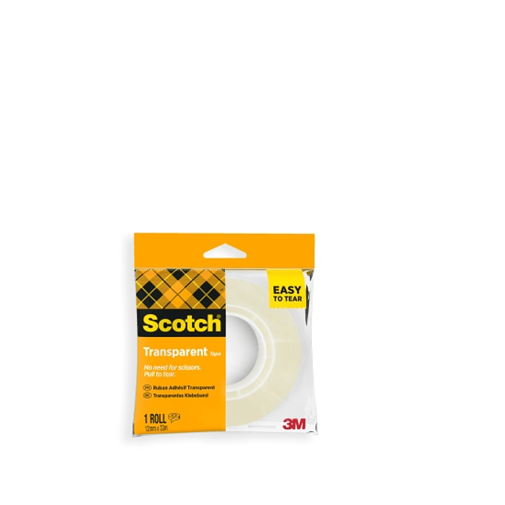 Scotch Cinta Adhesiva - Facil de Cortar - 12mm x 33m - Color Transparente 1