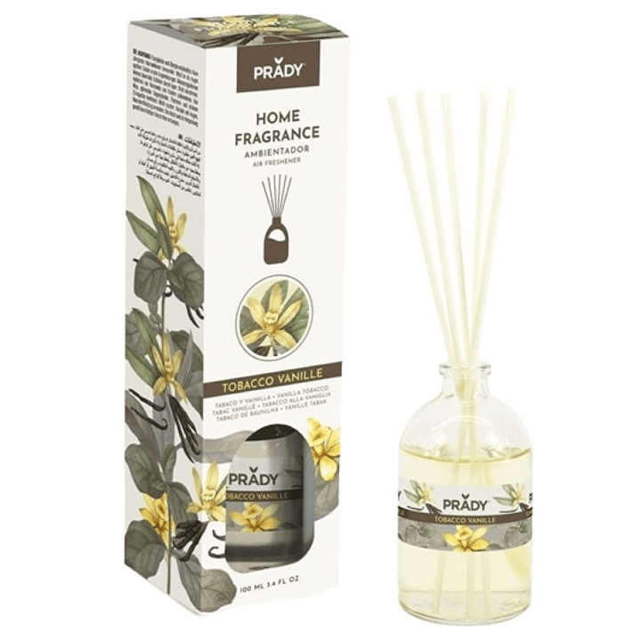 Prady Ambientador Mikado Tobacco Vanille - Frasco de Cristal 100 ml y Varitas Difusoras 1