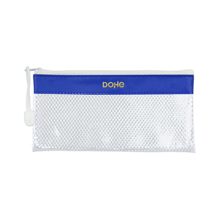 Dohe Bolsa Apaisada Tamaño 22x11cm - Fabricada en PVC - Resistente al Agua - Ideal para Viajes - Cierre de Cremallera - Banda Color Azul 1