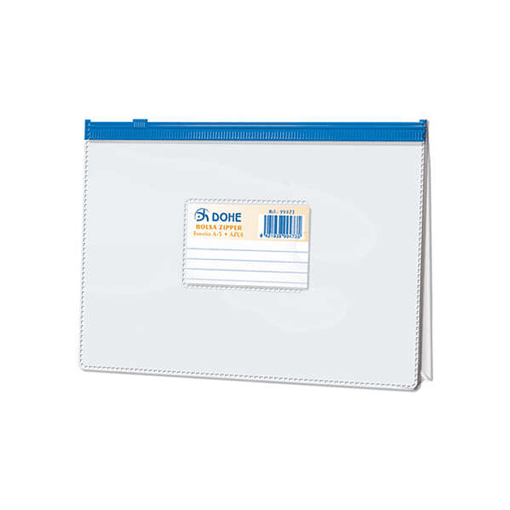 Dohe Bolsa Zipper Apaisada PVC Transparente 200 Micras - Tamaño A5 - Apertura Superior - Cierre Zip Hermetico 1