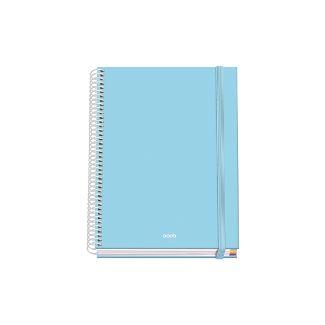 Dohe Serenity Cuaderno Espiral A5 100 Hojas Cuadricula 5mm - Tapa Dura Impresa a todo Color y Plastificada en Brillo - Bandas de Color - Cierre de Gom 1