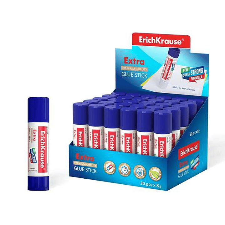 Erichkrause Pegamento en Barra Extra 8gr - Formula Super Fuerte - Consumo Economico - Adhesion Rapida y Fiable - Facil de Lavar con Agua - No Toxico - 1