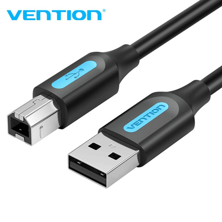 Vention Cable USB 2.0 - Cobre OFC Estañado - Alta Pureza - Corriente 2A - Conectores Tipo-B y Tipo-A - Color Negro 1