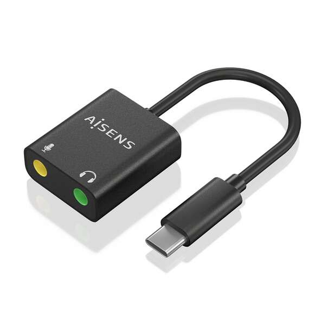 Aisens Conversor USB-C a Audio 48KHz - USB-C/M-2xJACK 3.5/H - 10cm - Color Negro 1